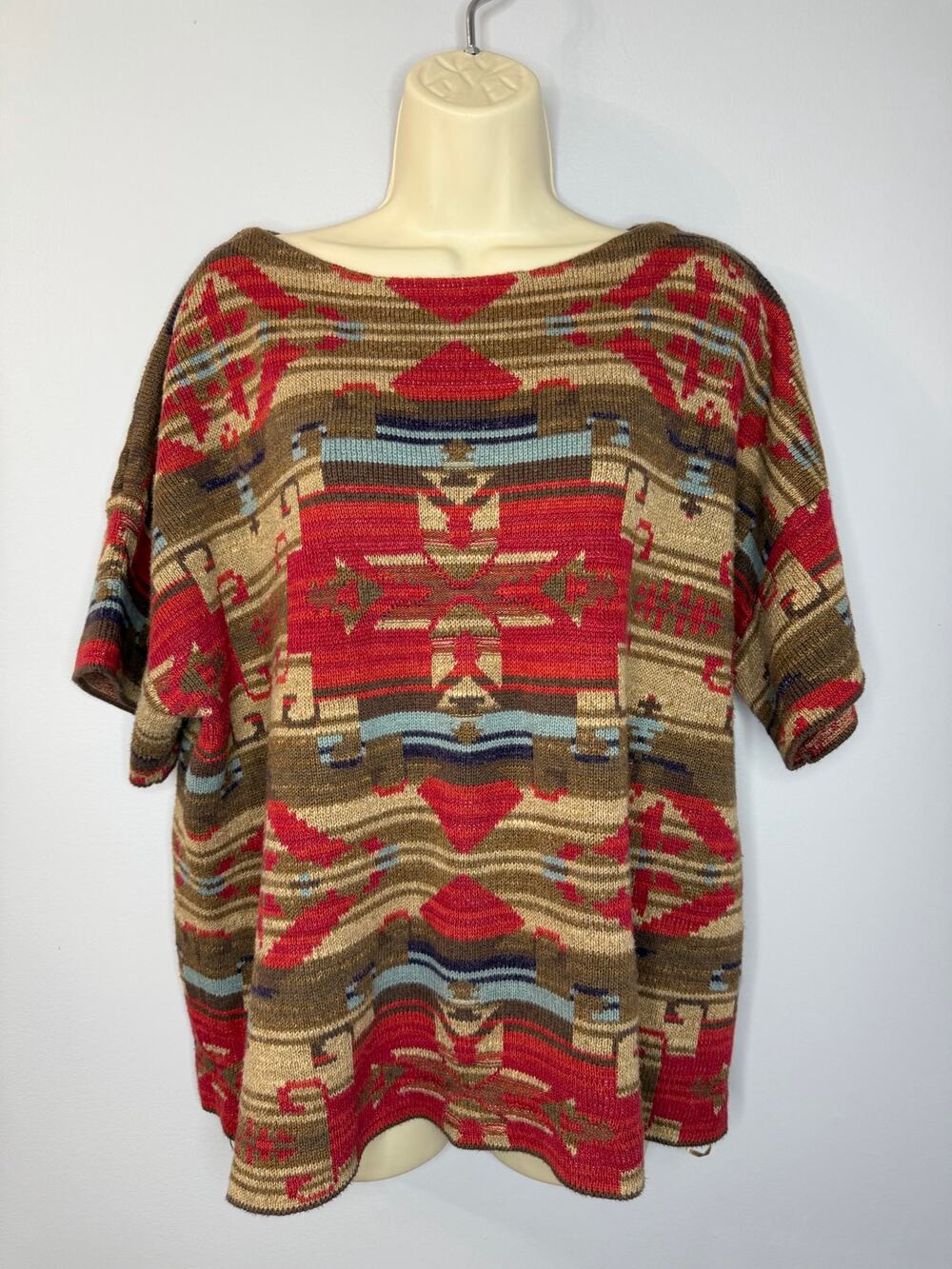Lauren Ralph Lauren Women's Southwestern-Motif Elbow-Sleeve Sweater Sz 2X